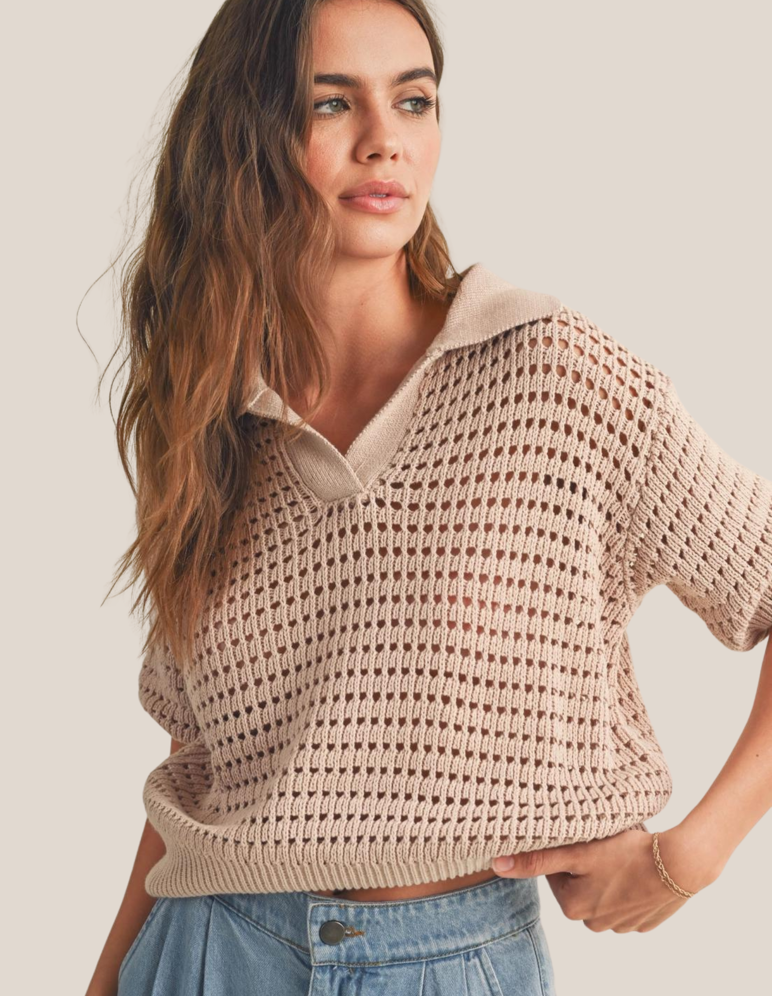 Chelsey Crohet Knit Top