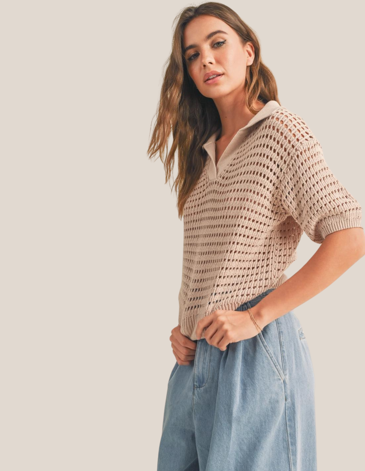 Chelsey Crohet Knit Top