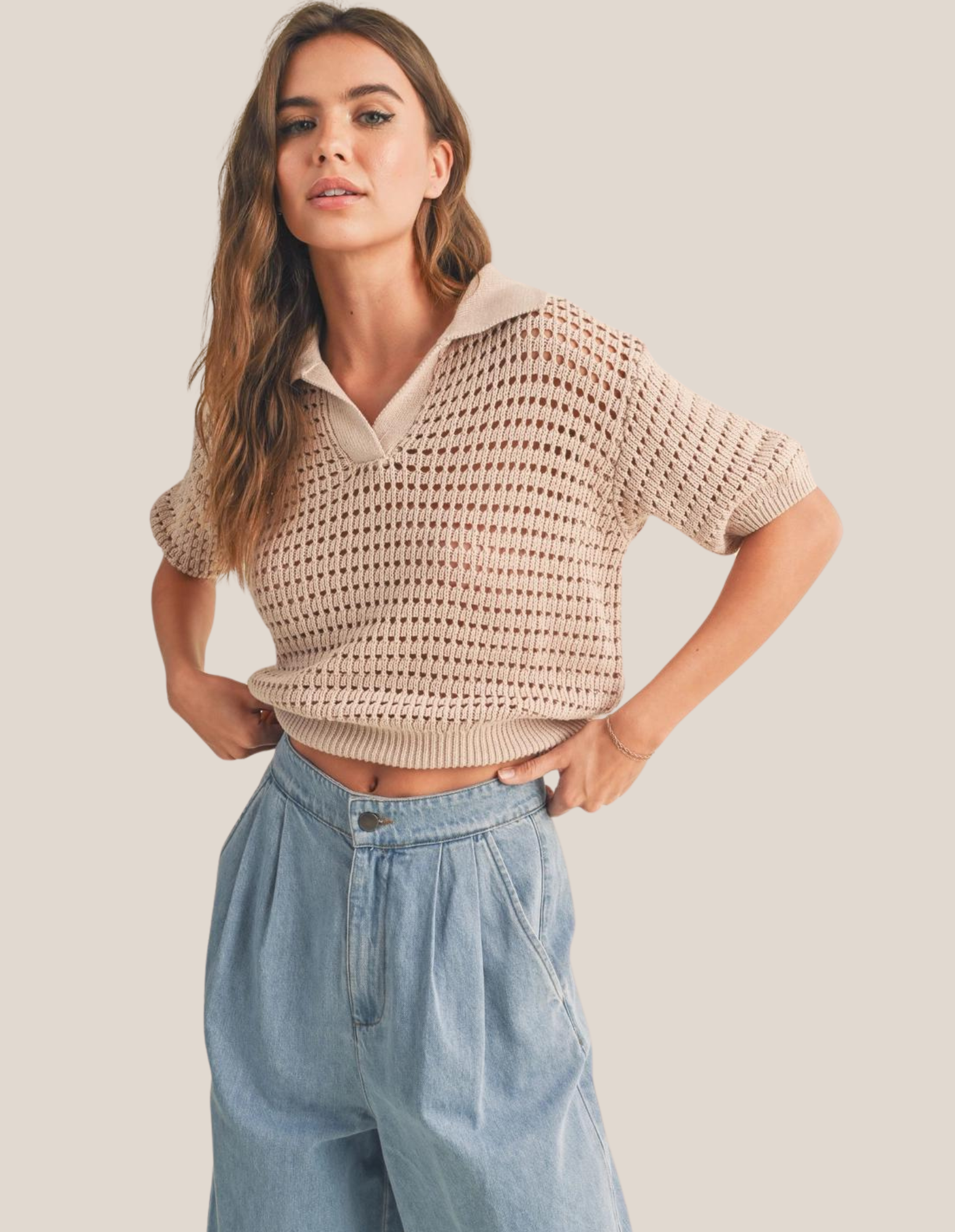 Chelsey Crohet Knit Top