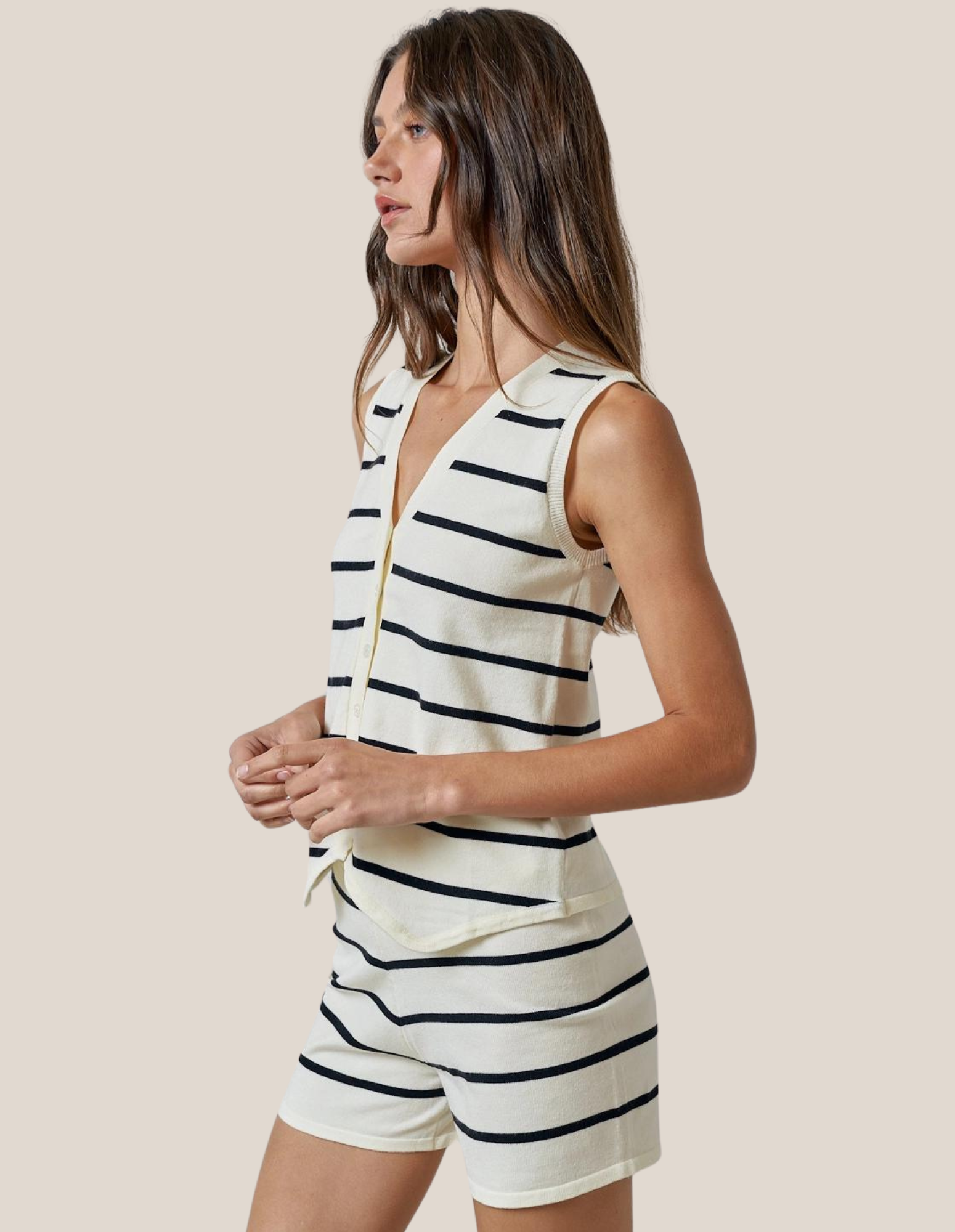 Striped Vest Tank & Shorts Set