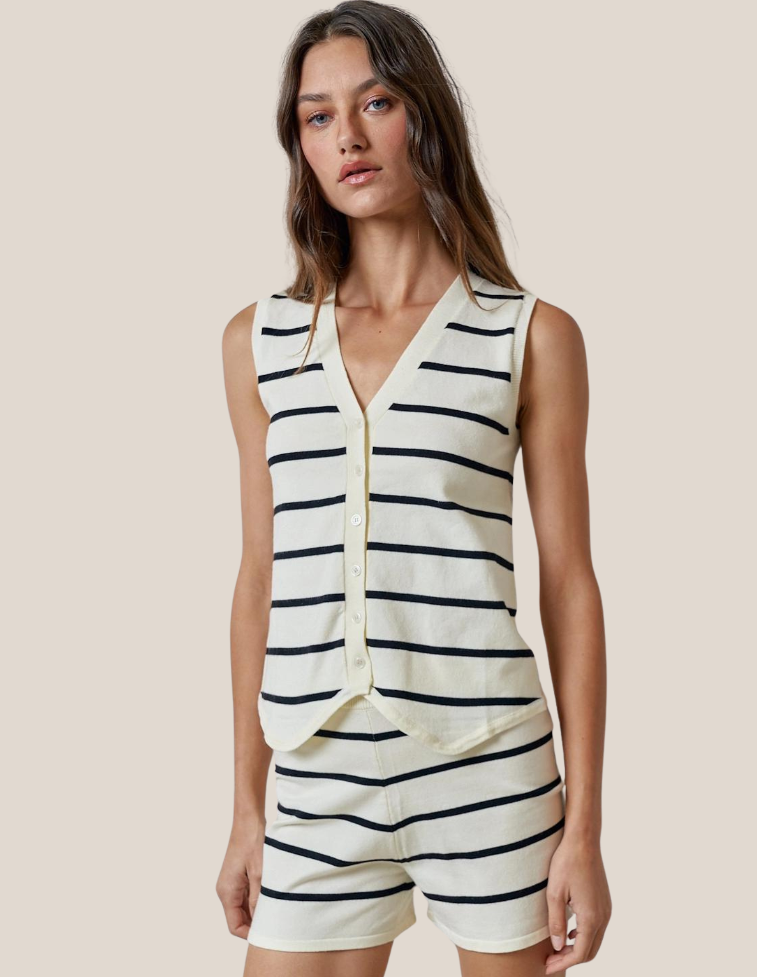 Striped Vest Tank & Shorts Set