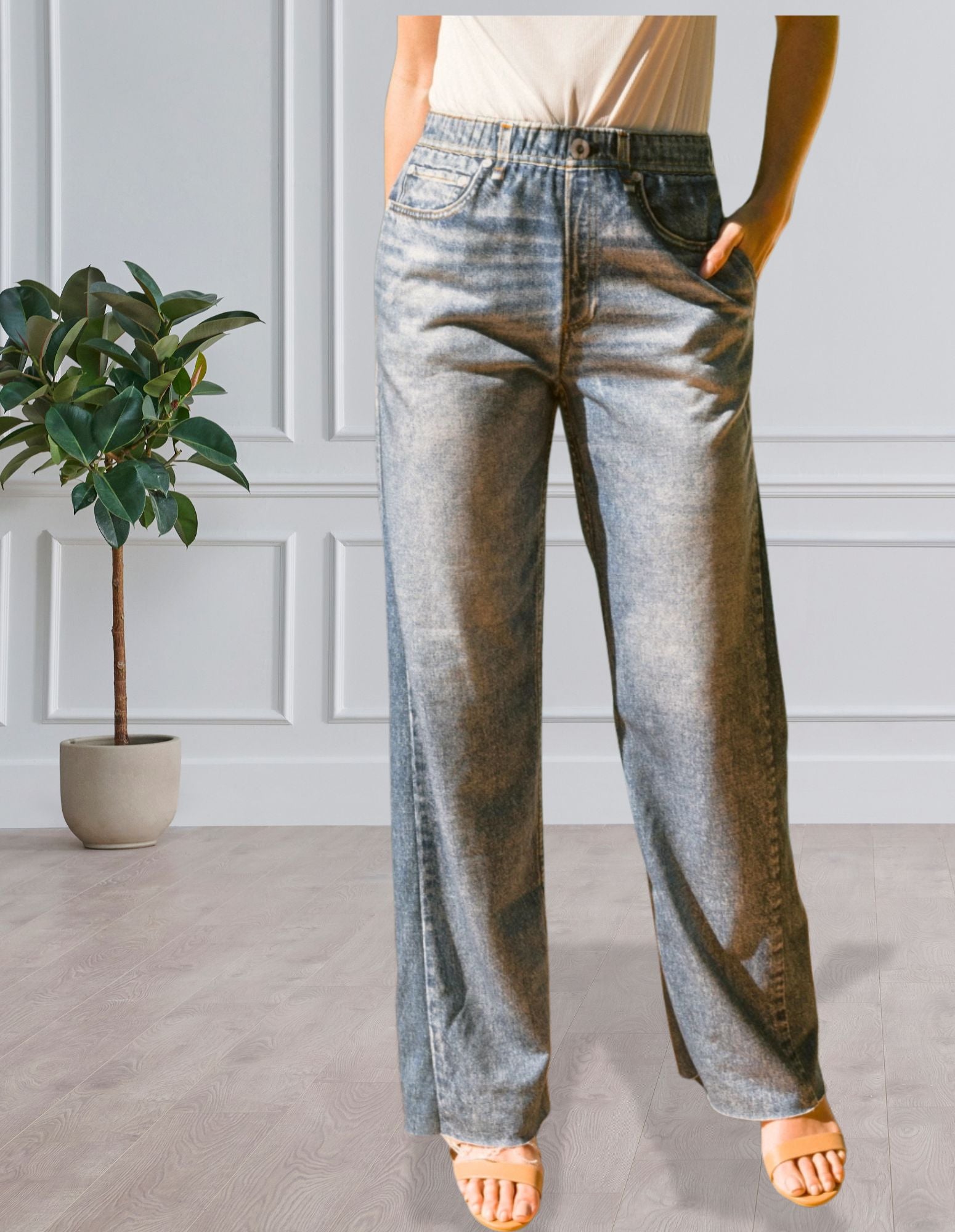 Printed Denim Jean Sweatpant