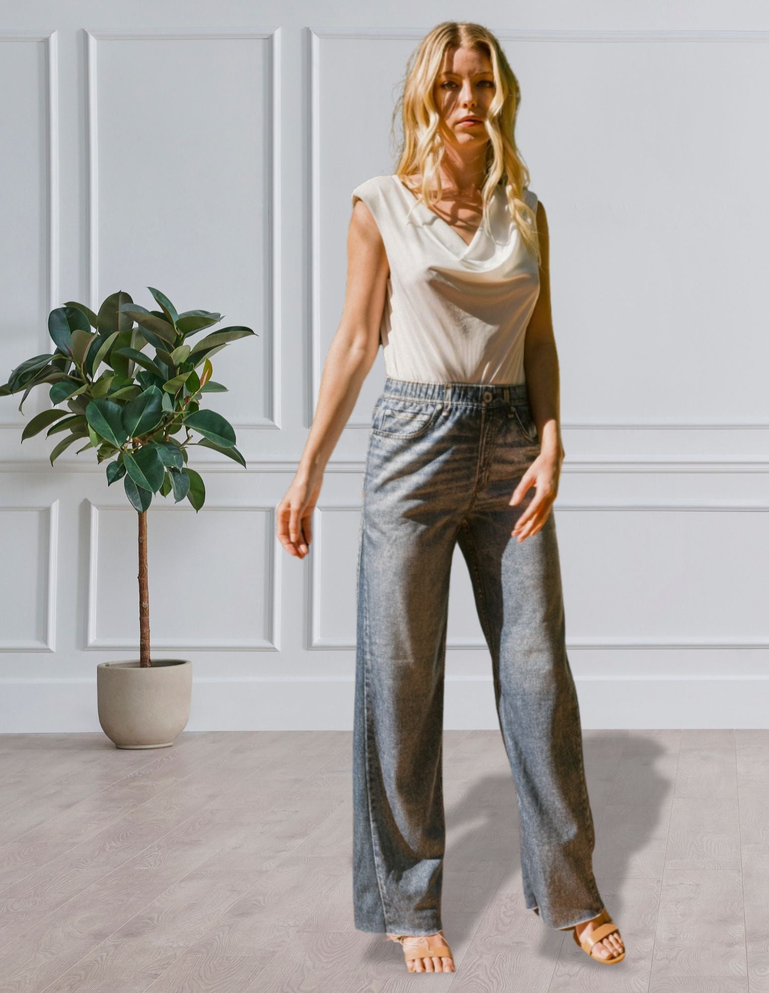 Printed Denim Jean Sweatpant