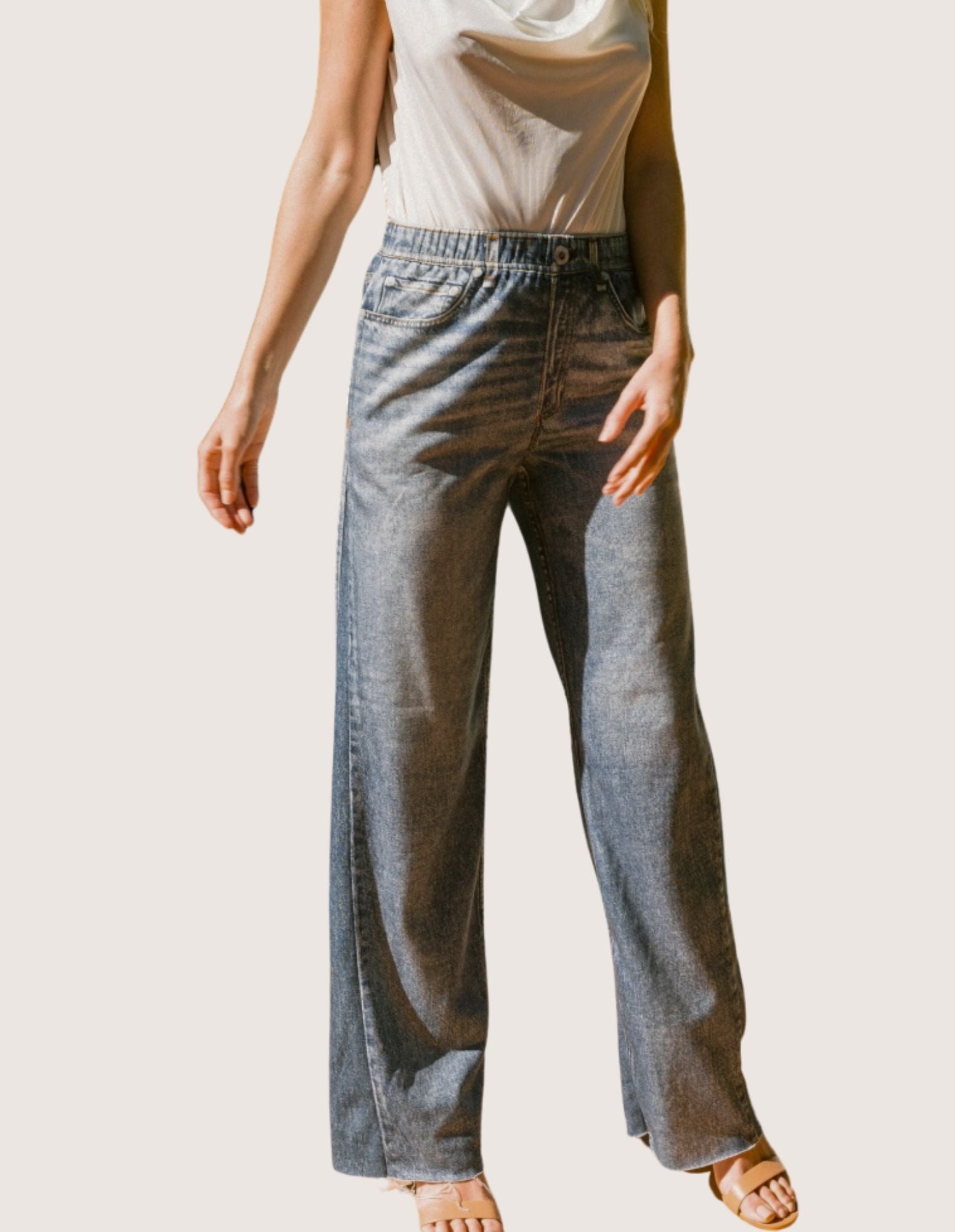 Printed Denim Jean Sweatpant