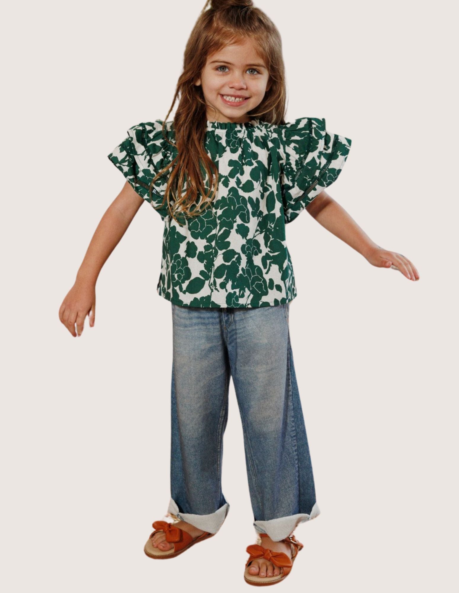 Girls Printed Denim Faux Jean Sweatpant