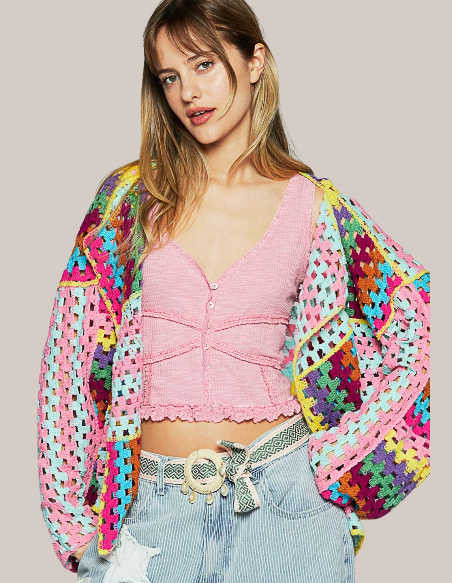 Multi Crochet Knit Sweater