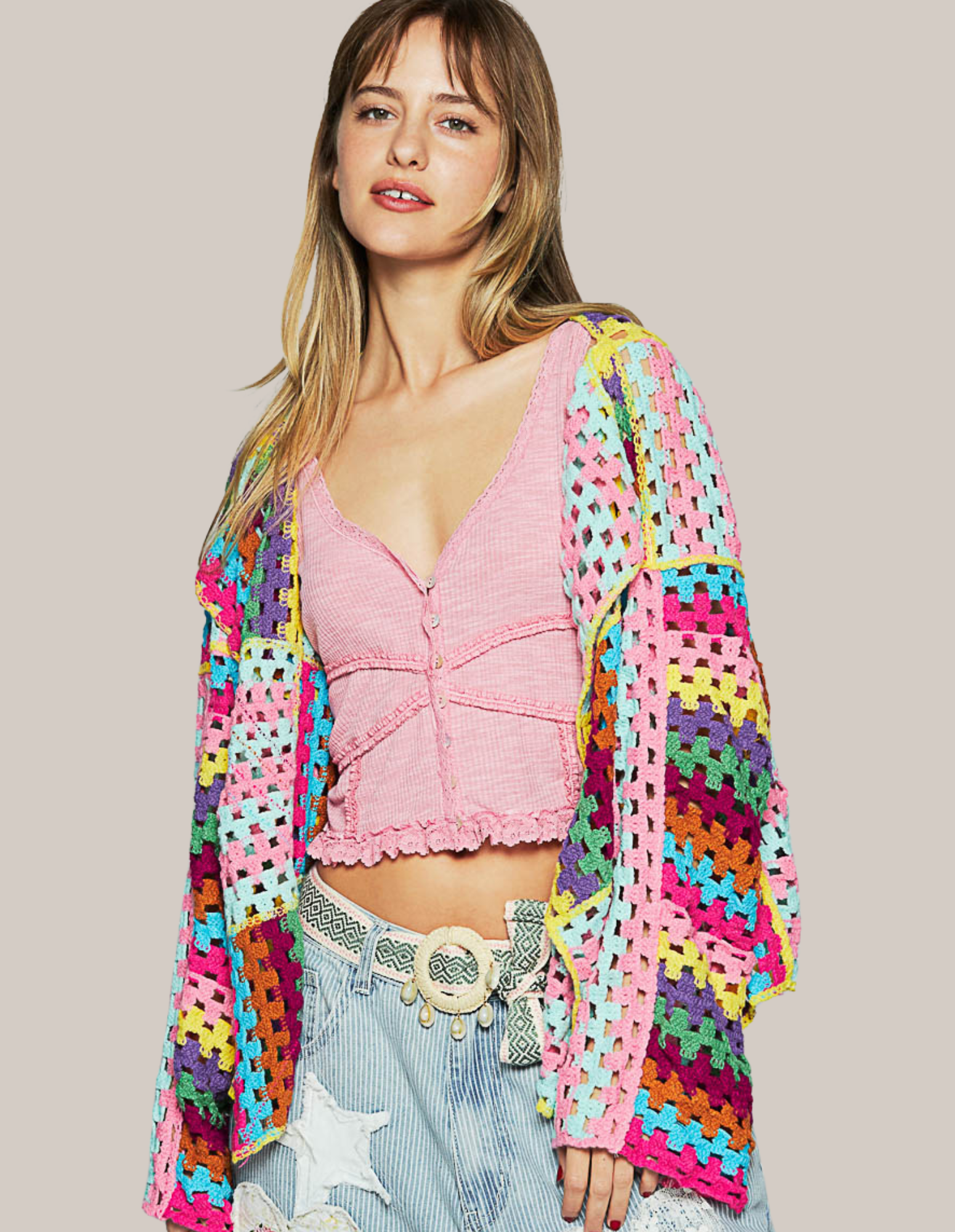 Multi Crochet Knit Sweater