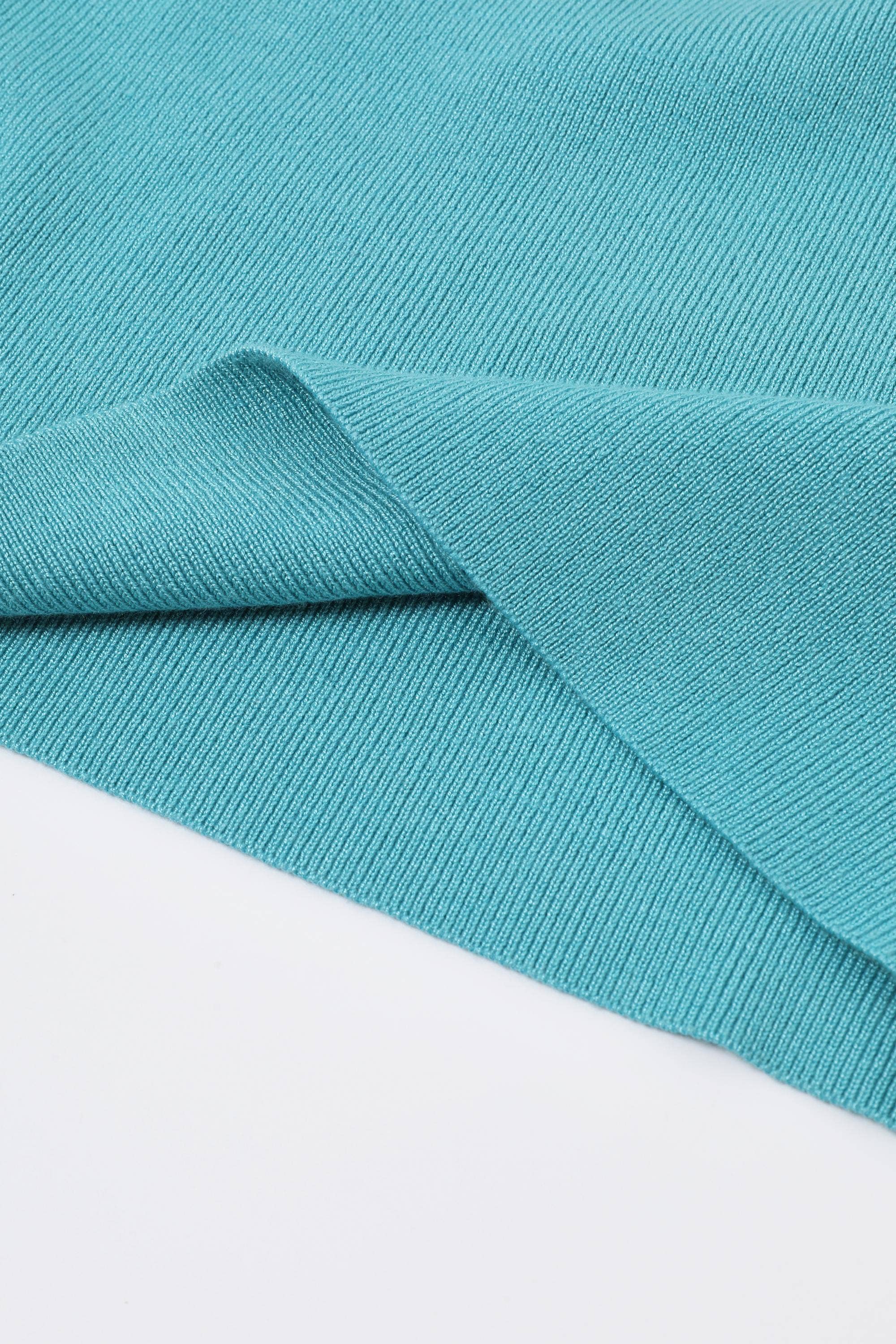 Colorblock Knit Tube Top: Retro Teal Combo