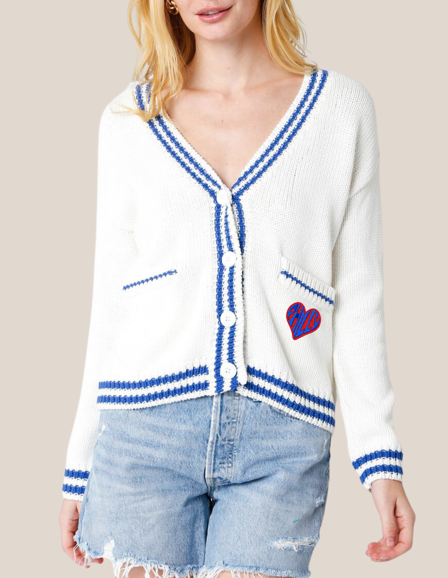 Philly Red and Blue Cardigan