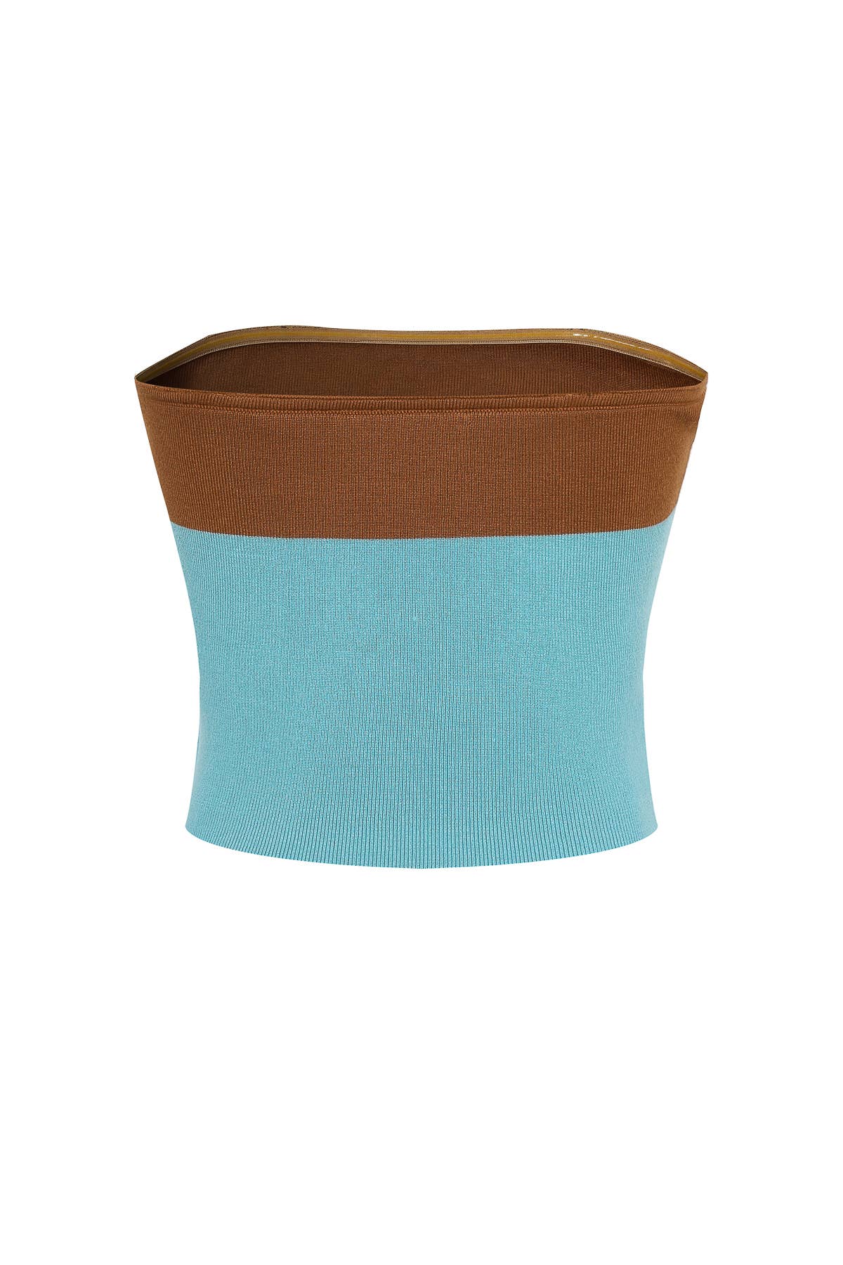 Colorblock Knit Tube Top: Retro Teal Combo