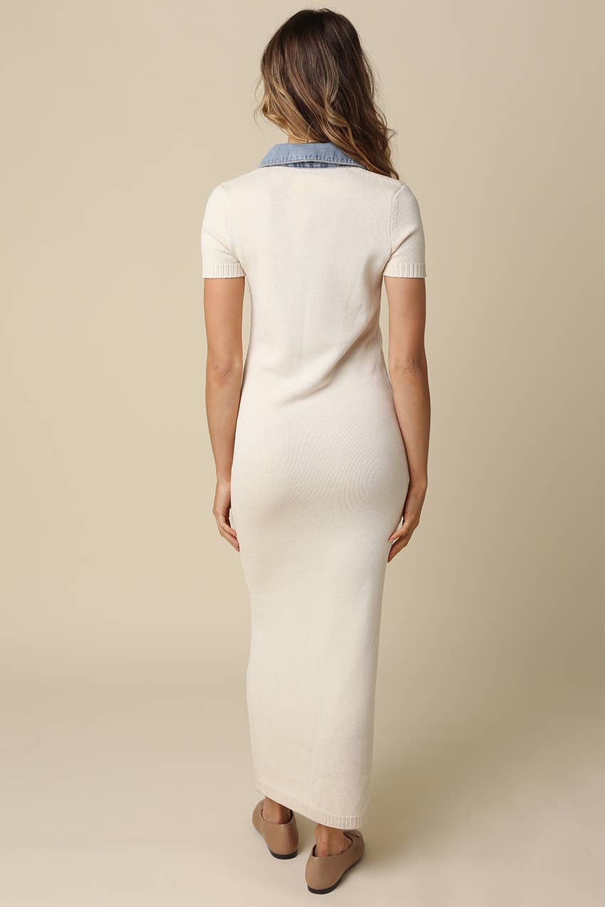 Brynn Contrast Collar Maxi Dress