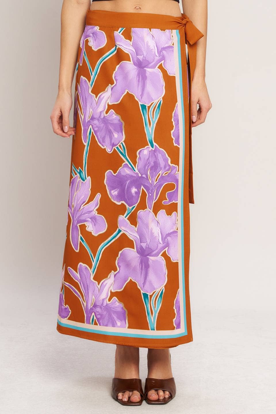 A printed woven midi wrap skirt - IK7764T: TERRA MULTI / Contemporary /