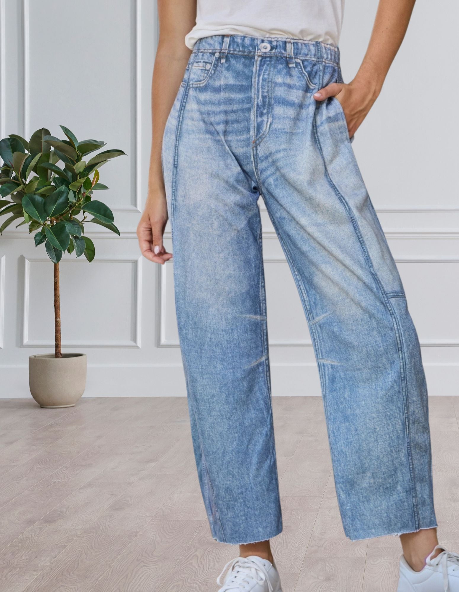 Denim Sweatpant, Faux Denim Pant, Barrel Jean, Jean Sweatpant, Mirama Barrel Pant
