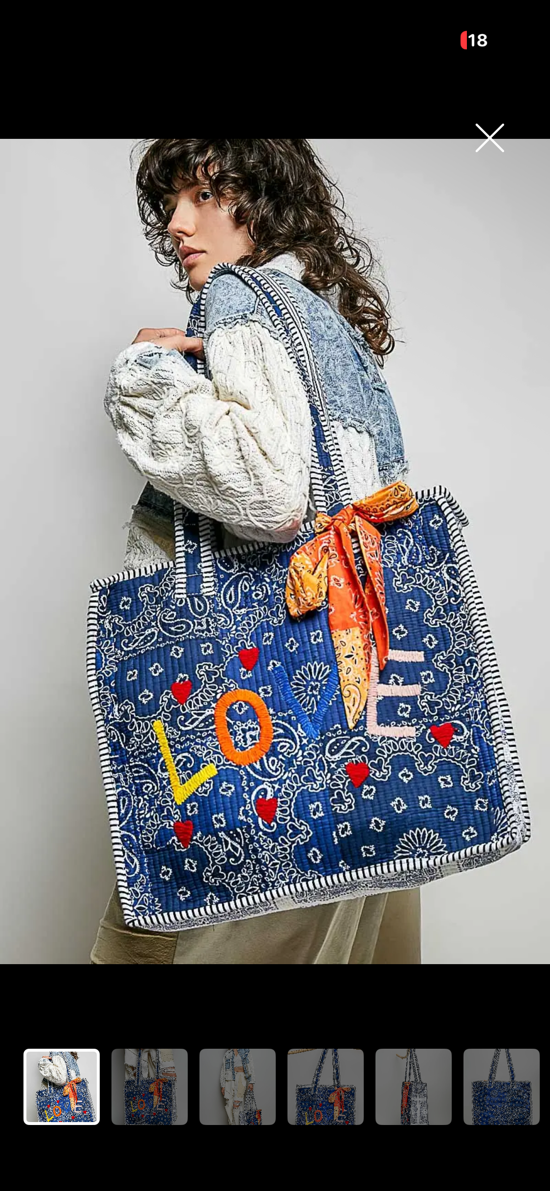 Bandana Navy Embroidered LOVE tote bag