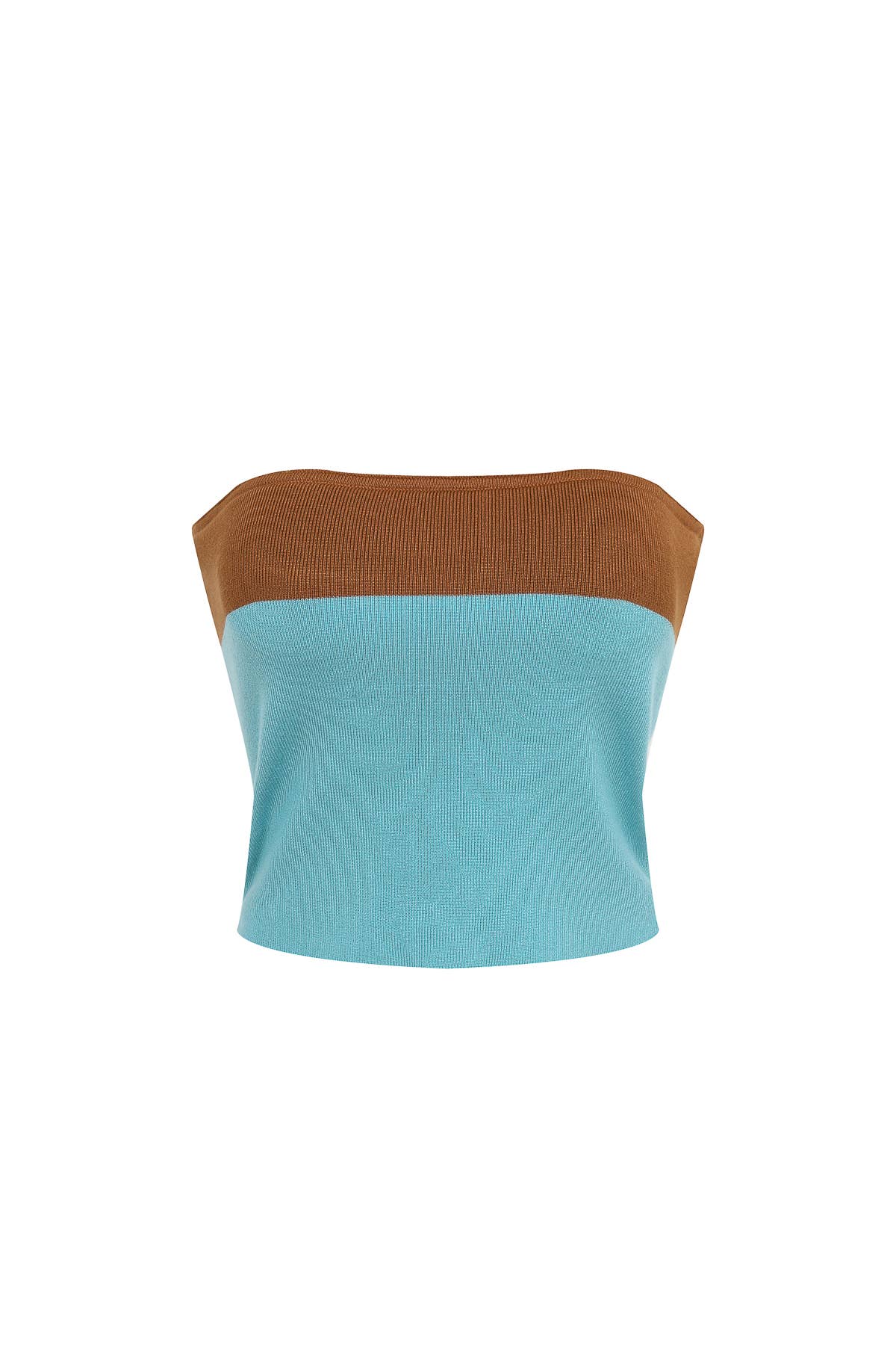 Colorblock Knit Tube Top: Retro Teal Combo