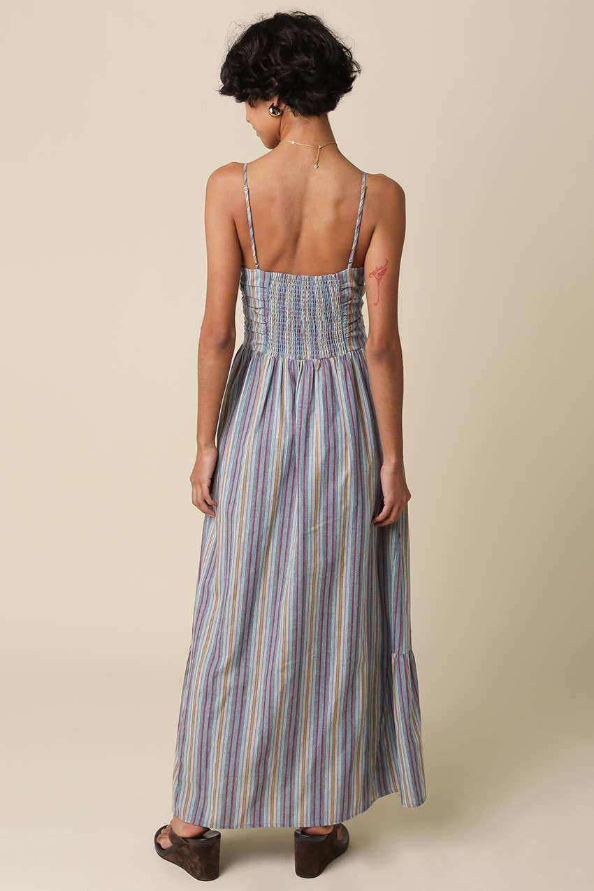 Jayda Striped Beaded Maxi Dress: Multi / Contemporary / L