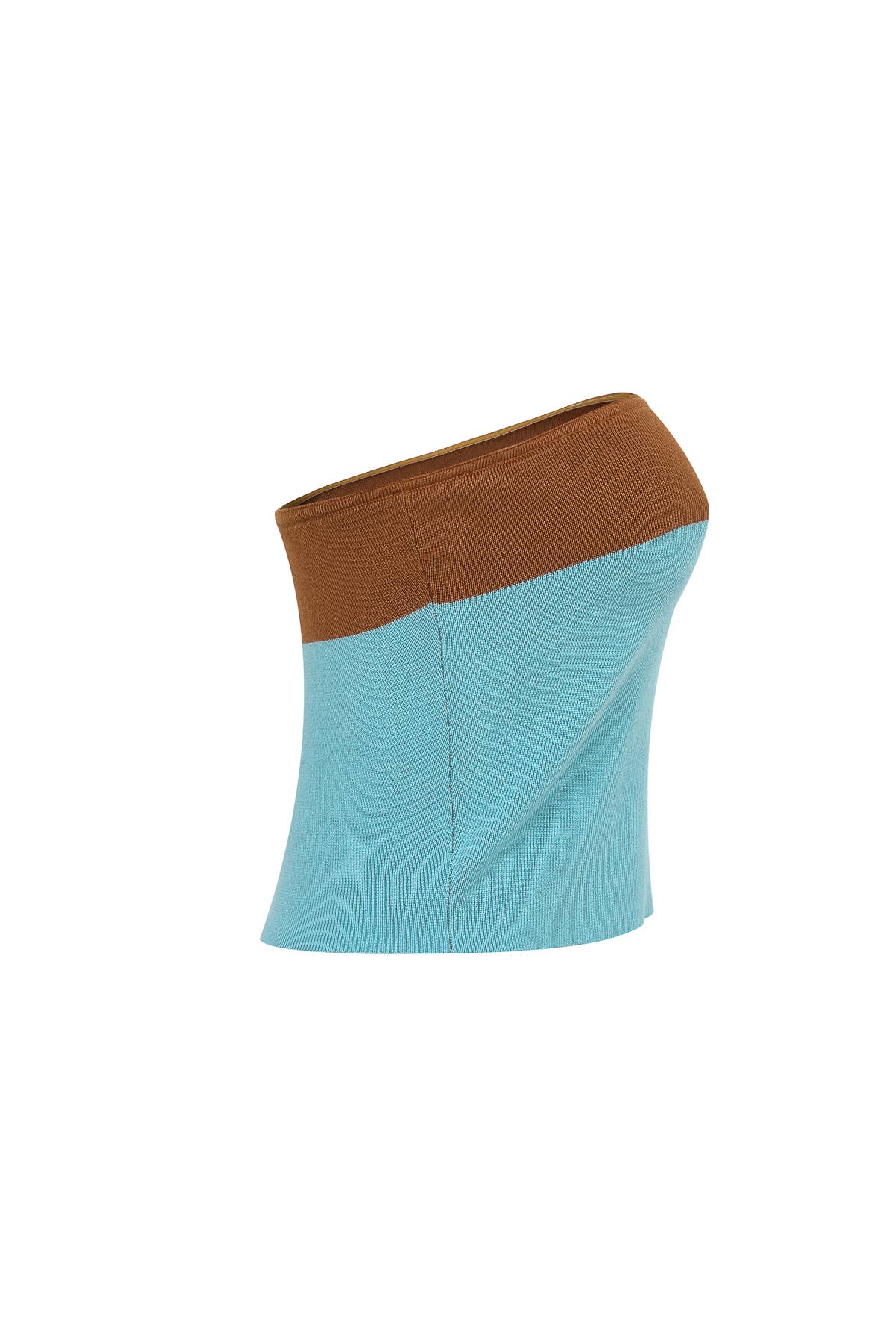 Colorblock Knit Tube Top: Retro Teal Combo
