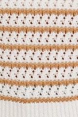 Round Neck Ruffle Sleeve Stripe Knit Top