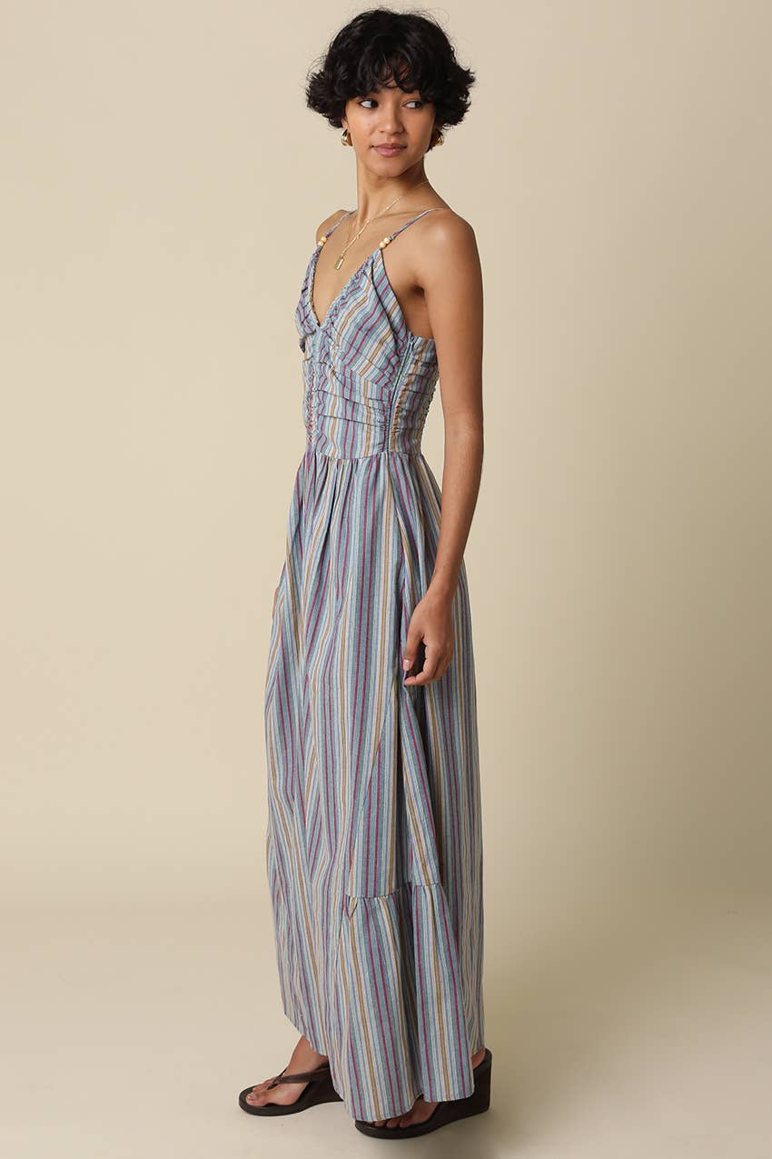 Jayda Striped Beaded Maxi Dress: Multi / Contemporary / M