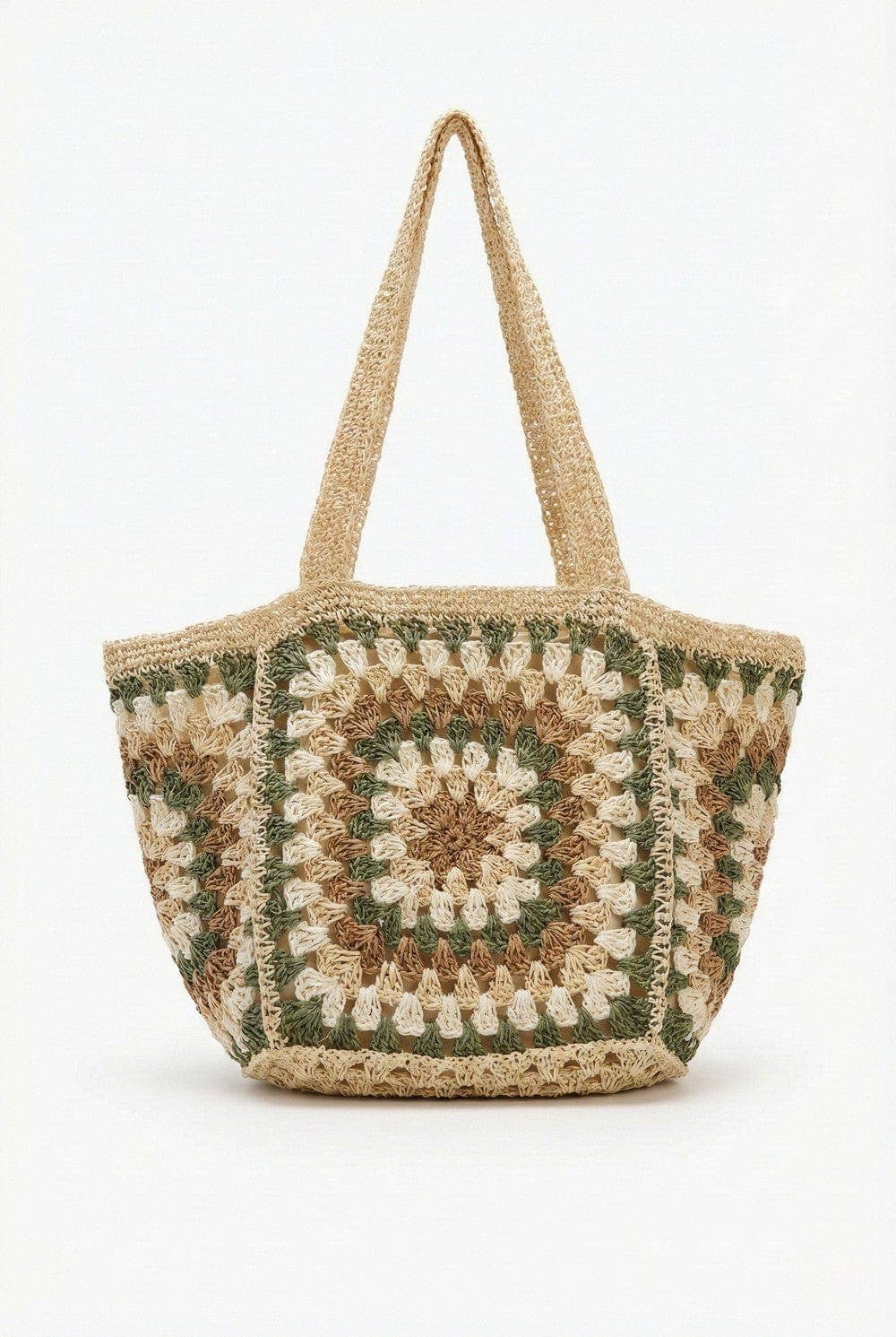 Granny Crochet Tote Bag Taupe