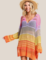 Multi Rainbow Crochet Tunic