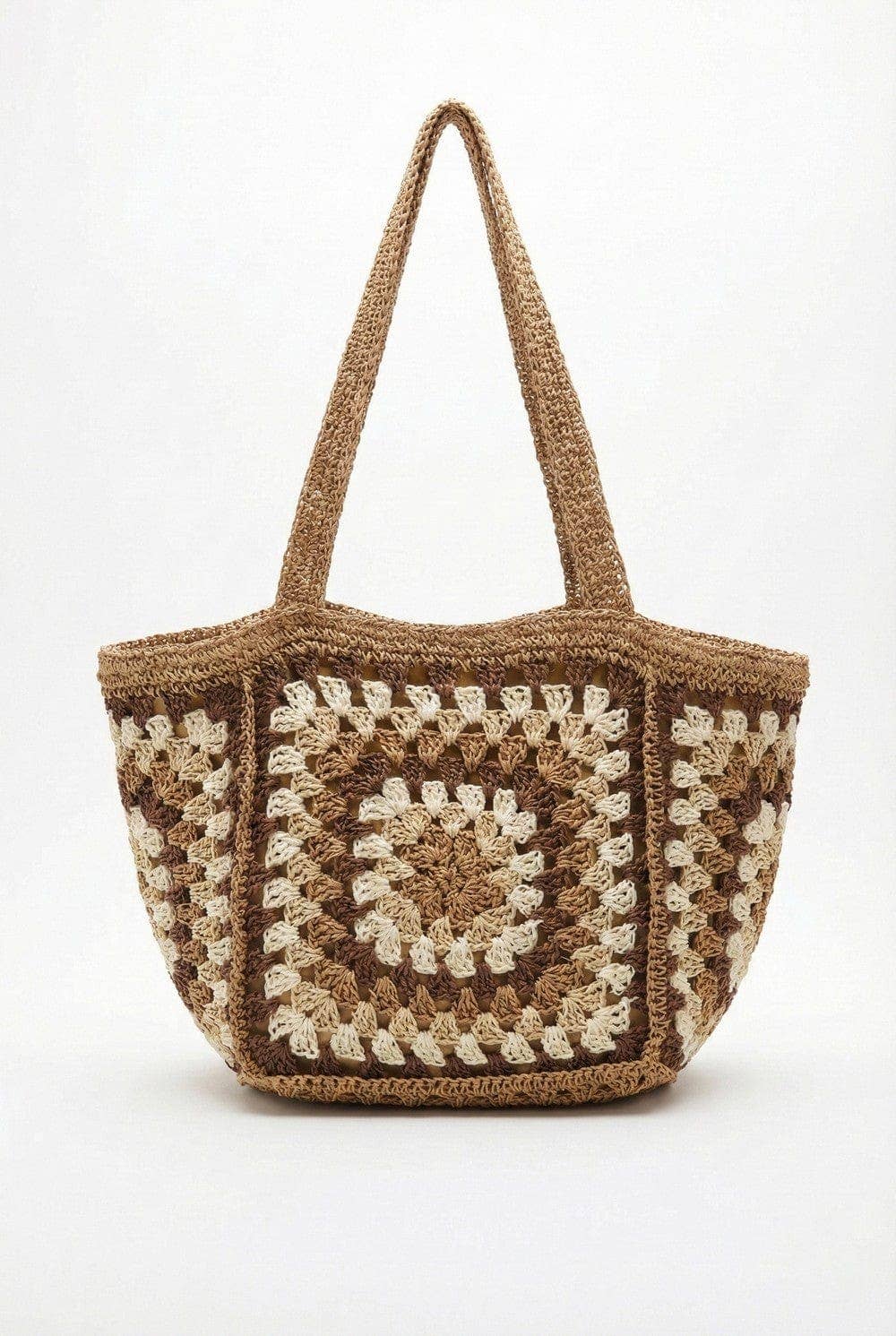 Granny Crochet Tote Bag Taupe