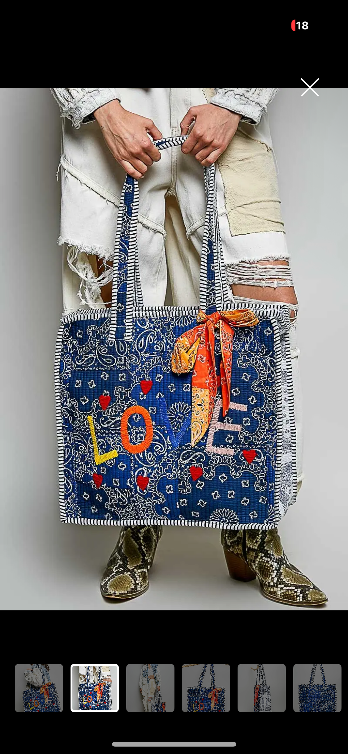 Bandana Navy Embroidered LOVE tote bag