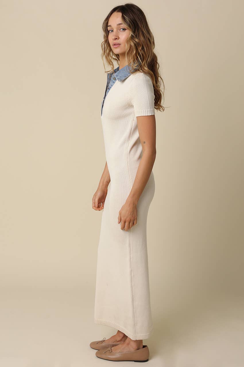Brynn Contrast Collar Maxi Dress