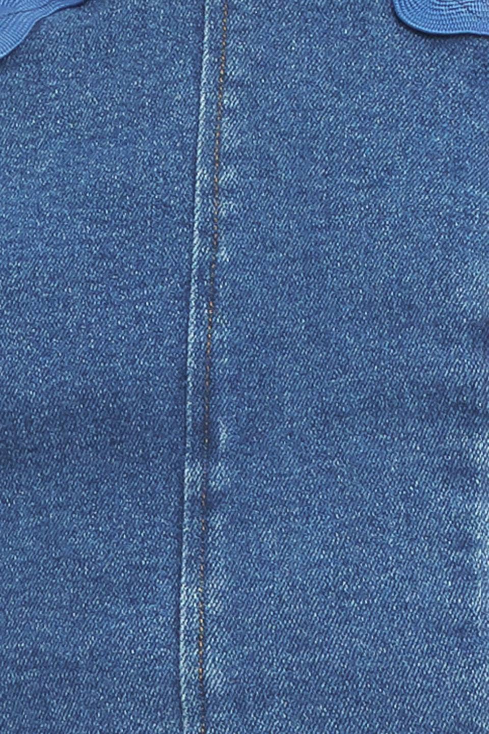 A washed denim top - IT14027B: MEDIUM INDIGO / Contemporary / S