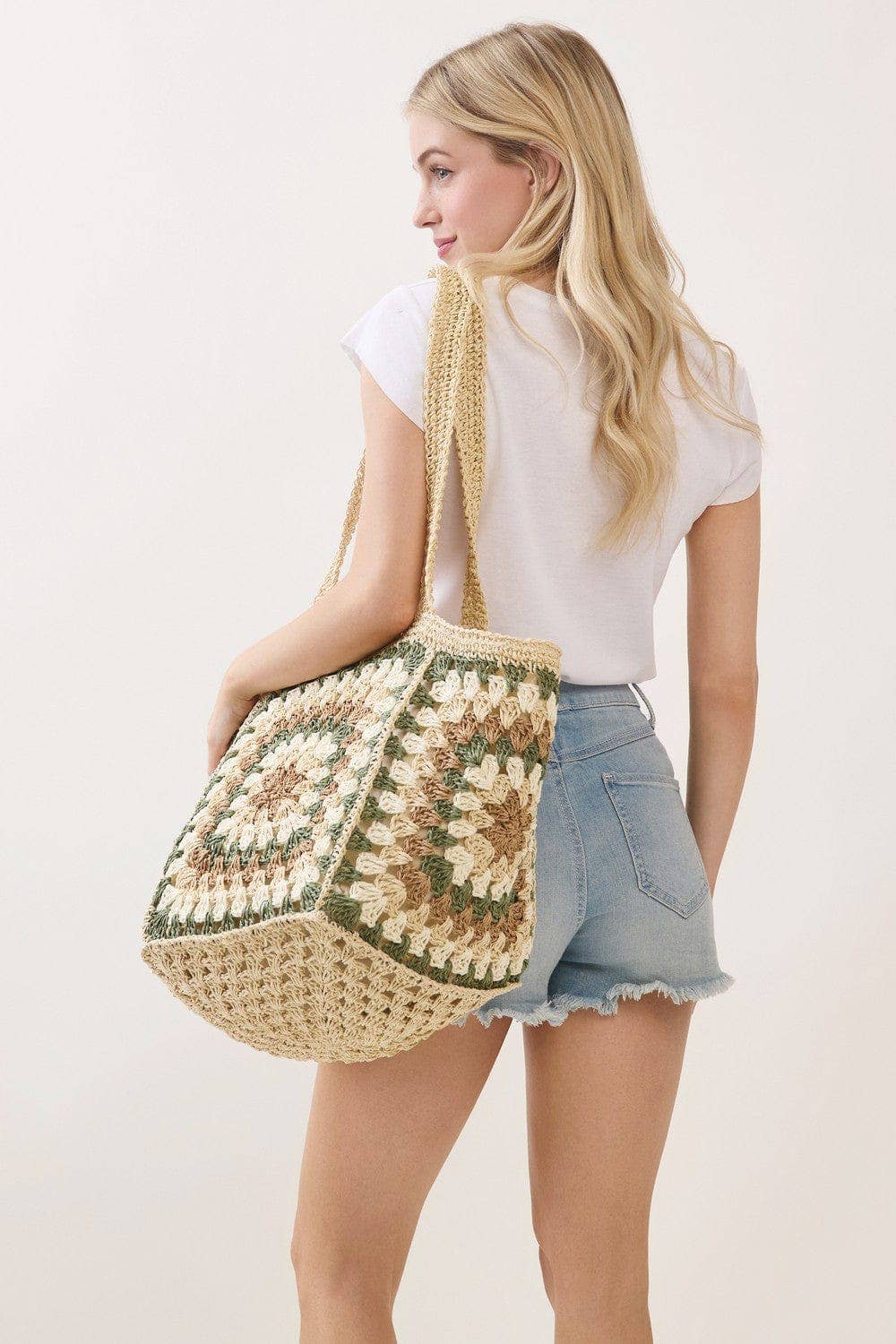 Granny Crochet Tote Bag Taupe