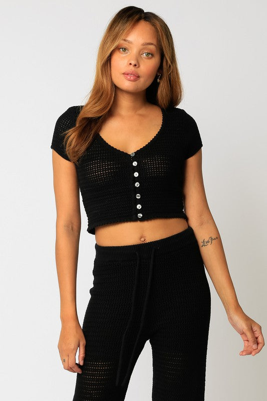 Amalfi Black Crochet Knit Set