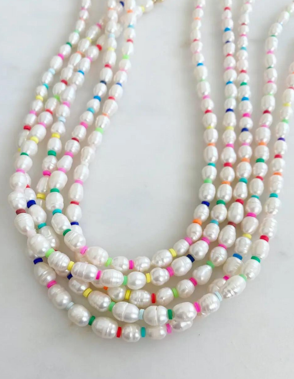Bali rainbow pearl necklace
